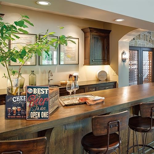 Miniatura 6 de Letrero divertido de bar o cueva de hombre con texto en inglés "The Best Beer is an Open One"  Letreros de cerveza de metal vintage duraderos de 12