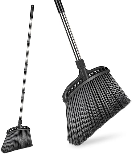 Masthome - Escoba resistente para exteriores, escoba de 56 pulgadas para barrer al aire libre, escobas comerciales angulares con cerdas duras, para