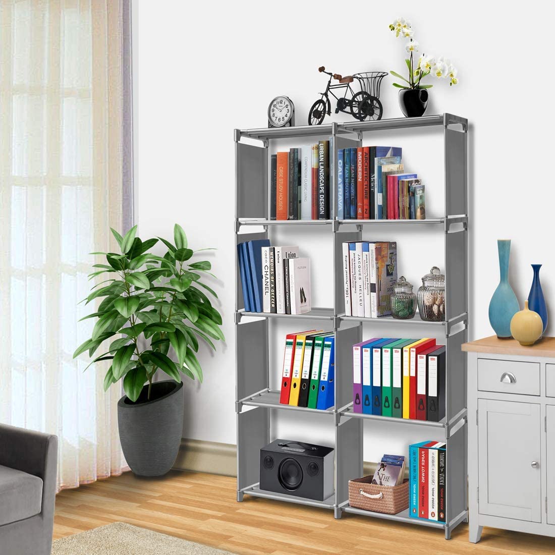 S-Fars Plastic 10 Layer Simple Bookshelf/Multipurpose Rack/Children Bookcases/File Rack Storage Organizer/Cabinet Shelves for Bedroom Office Living Room (Grey)-image-20