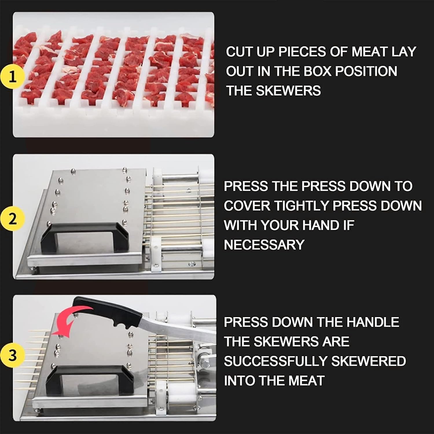 Ommercial Stainless Steel Mutton Kebab Machine, 10 Holes BBQ Tool, CBBQ Making, Easy Barbecue Skewers Maker, Manual BBQ Threading Machine,