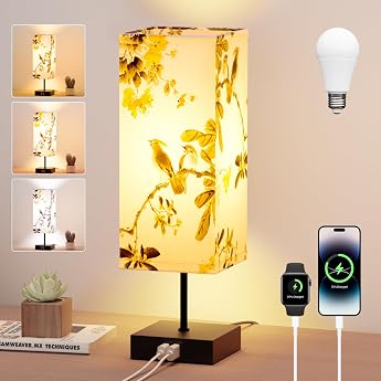 Bedside Lamp Touch Dimmable Table Lamps with 2 USB Charging [Energy Class G]