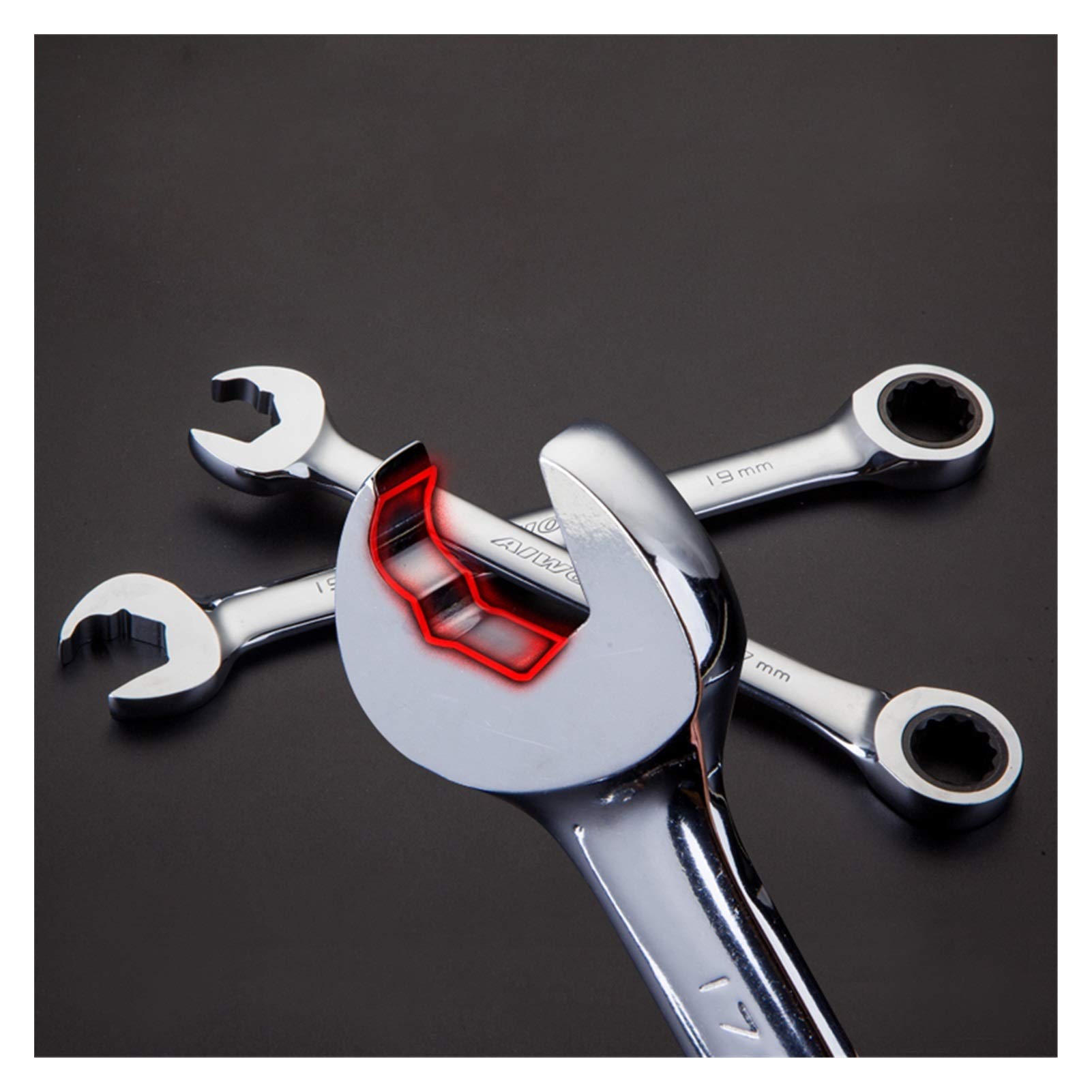 Llave combinada métrica 1 pieza Llave de trinquete antideslizante con ahorro de mano de obra Llave de extremo abierto y extremo de ciruela de doble uso para reparar un juego de llaves (Color : 18mm