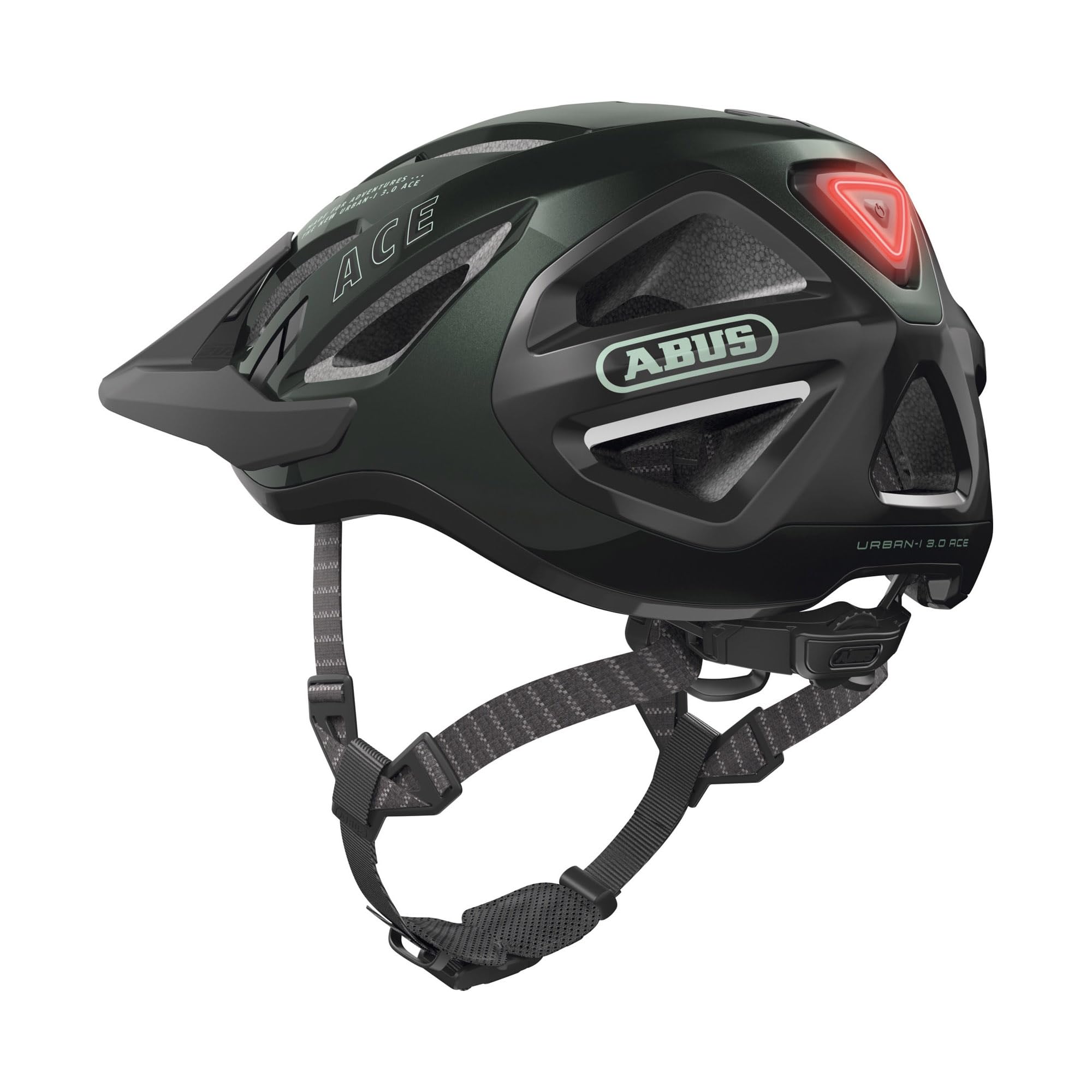 ABUS - Urban-I 3.0 ACE city helmet - sporty bike helmet with rear LED light, extended visor and magnetic closure - for women and men - green, size M : Amazon.com.be: Sports & Outdoors ABUS - Urban-I 3.0 ACE city helmet - sporty bike helmet with rear LED light, extended visor and magnetic closure - for women and men - green, size M : Amazon.com.be: Sports & Outdoors