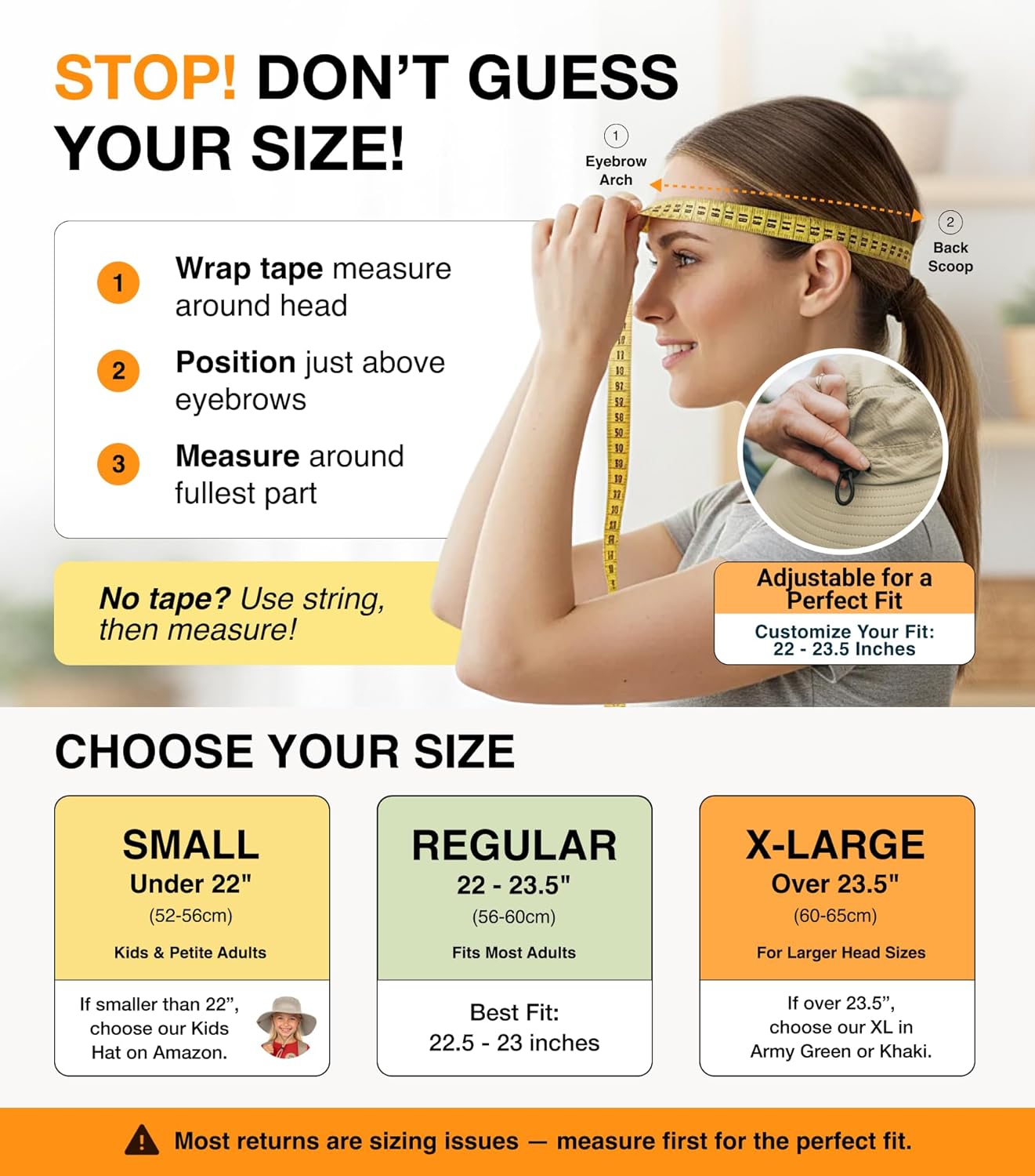 GearTOP Safari Hat for Men Sun Hats for Women UV Protection UPF 50+ Fishing, Gardening, Hiking Hat (22-23 1/2")