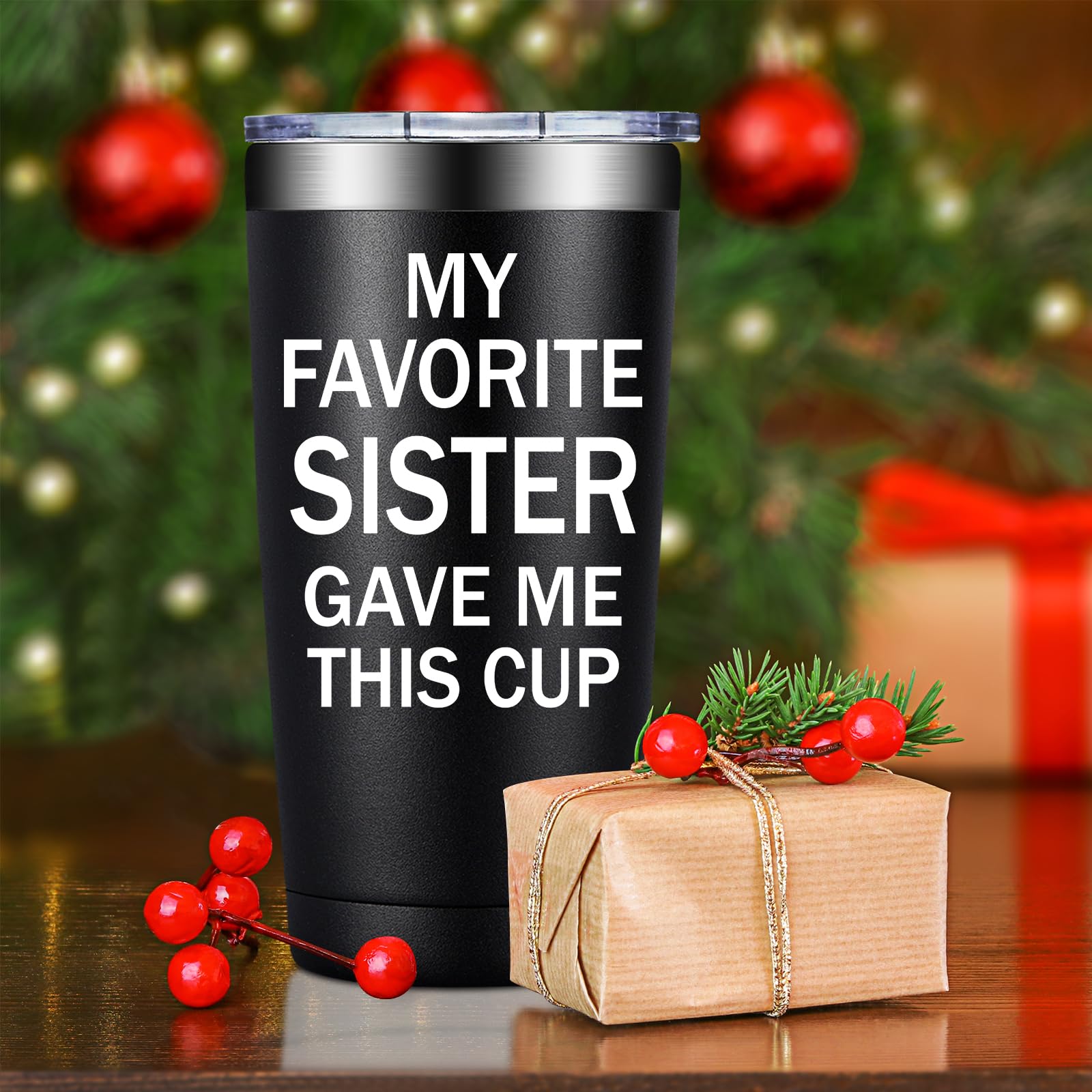 SpenMeta Brother Gifts from Sister - Funny Fathers Day Christmas Birthday Gifts for Brothers Adult - Best Brother Ever Gift - 20oz My Favorite Sister Gave Me This Cup