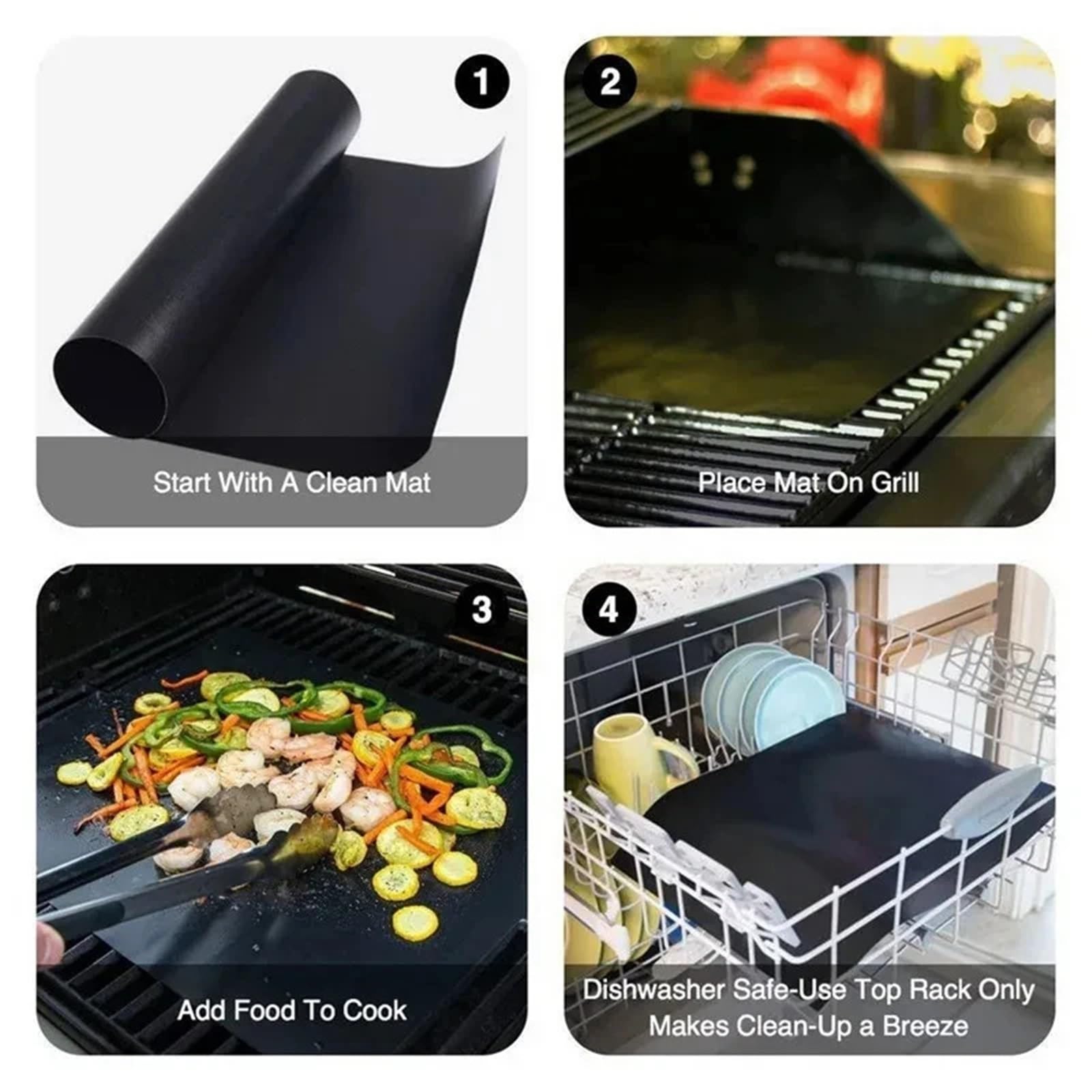 Ofenmatte 6 Stück/8 Stück/10 Stück Grillmatten, antihaftbeschichtet, for den Außenbereich, Backmatten, wiederverwendbar, for Kochöfen, Party-Grillmatten, Küchenwerkzeugmatten, hitzebeständige Grillmat