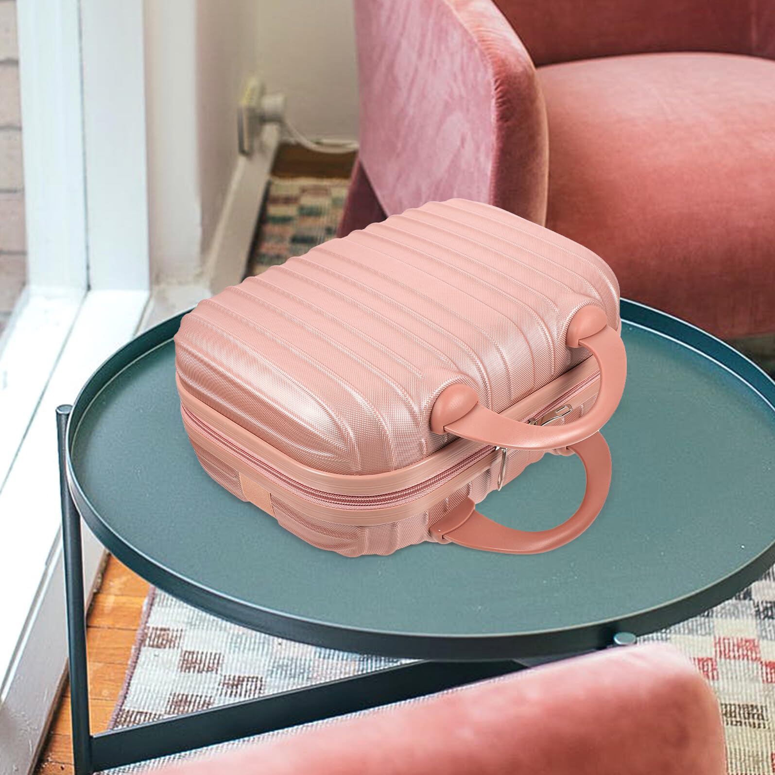 VILLCASE Borsa Portatrucchi Portatile Rosa Oro Contenitore Cosmetici Grande Capacità Maniglia Custodia Multifunzione per Viaggio e Uso Quotidiano