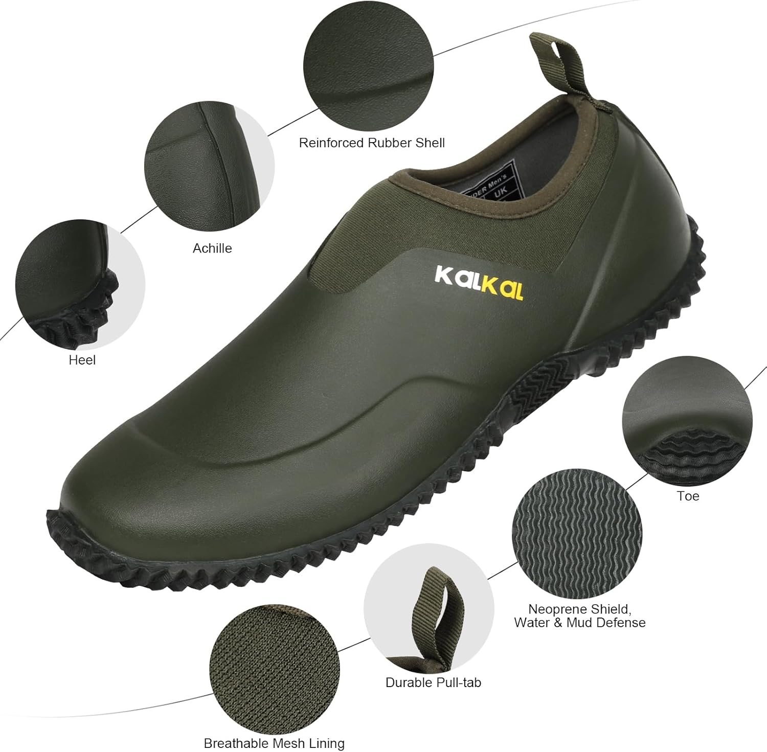 Kalkal Men's Rain Boots, Waterproof Garden Shoes, Neoprene Rubber Footwear for Camping, Lawn Care, Gardening and Yard Work(Size 6-14) - Image 3