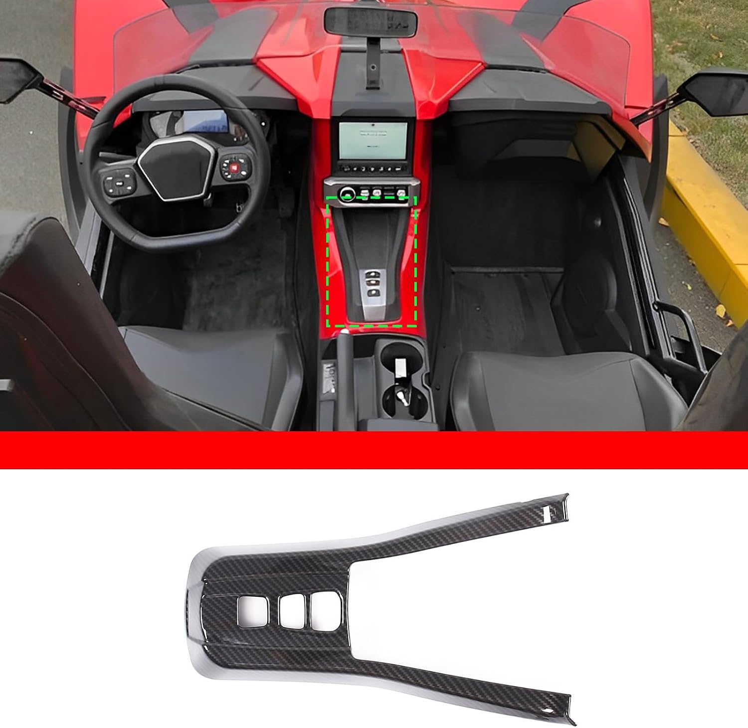Car Central Control Gear Shift Panel Cover Trim Compatible for Polaris Slingshot 2020 2021 2022 2023, Only Fits for Automatic Gear Without M Gear, Car Decora Cover Trim Accessories (Carbon Fiber)