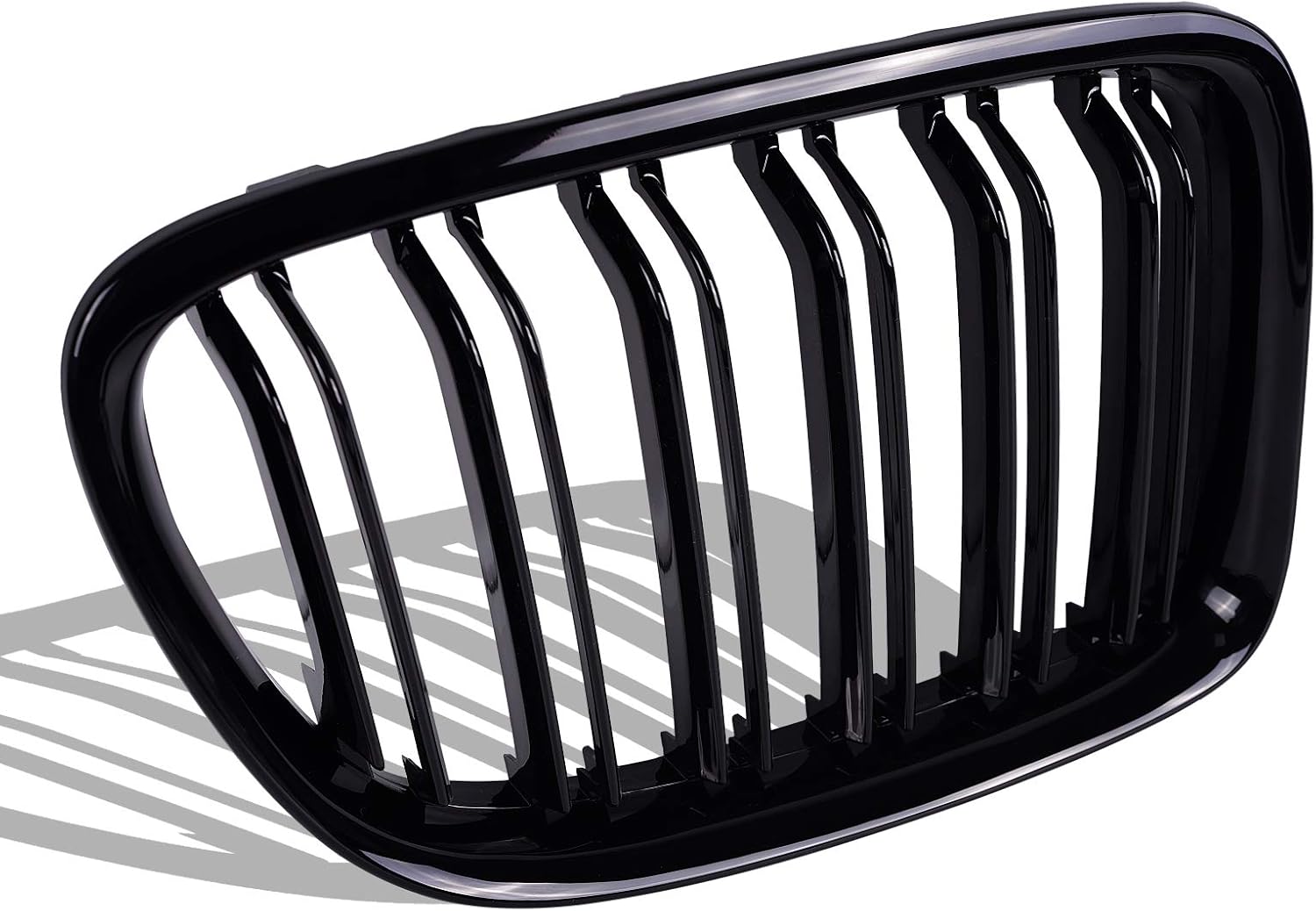 runmade Glossy Black Front Hood Kidney Grille Sport Grill Replacement Dual Slat Compatible with BMW E84 X1 4-Door 2009-2015