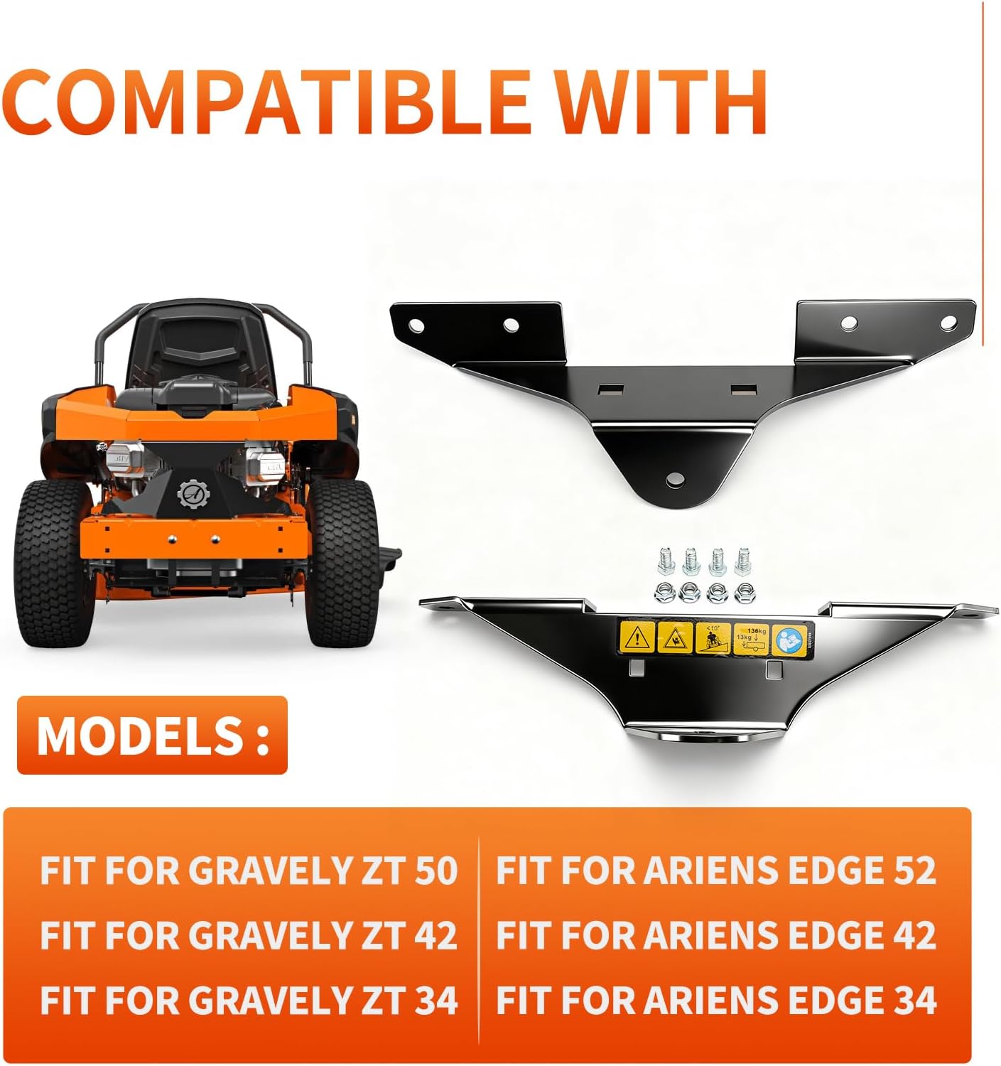 71502800 Trailer Hitch Kit for Zero-Turn Mowers, Heavy Duty Towing Attachment for Lawn Mowers with 300LB Capacity, Compatible with Select Ariens Edge & Gravely ZT Models, Easy Installation, Durable