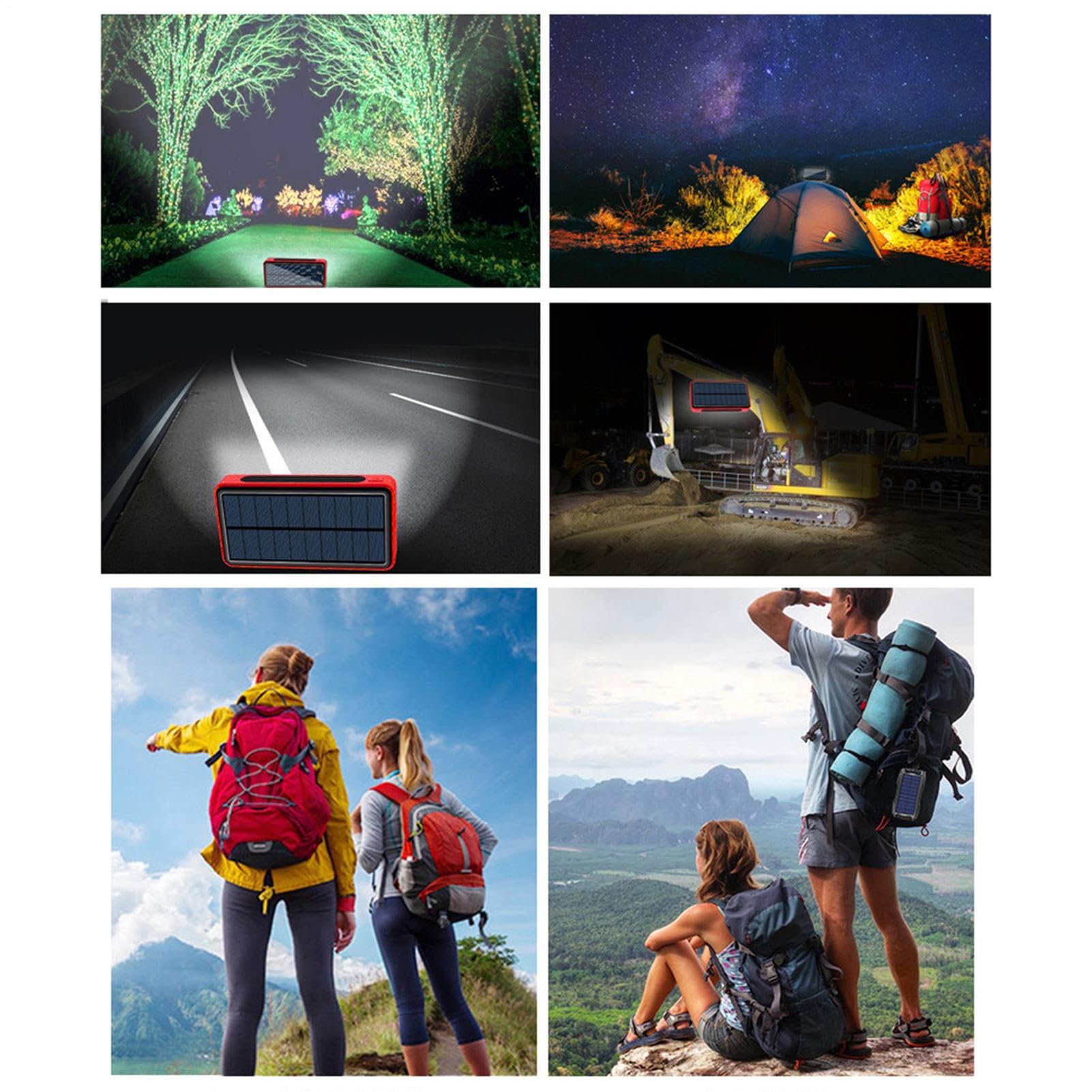 Caricatore Solare Power Bank Batteria Esterna Impermeabile Da 20000mAh Con | Power Bank Con Pannello Solare Per Smartphone Per Campeggio, Viaggi, Pendolarismo, Picnic, Escursi