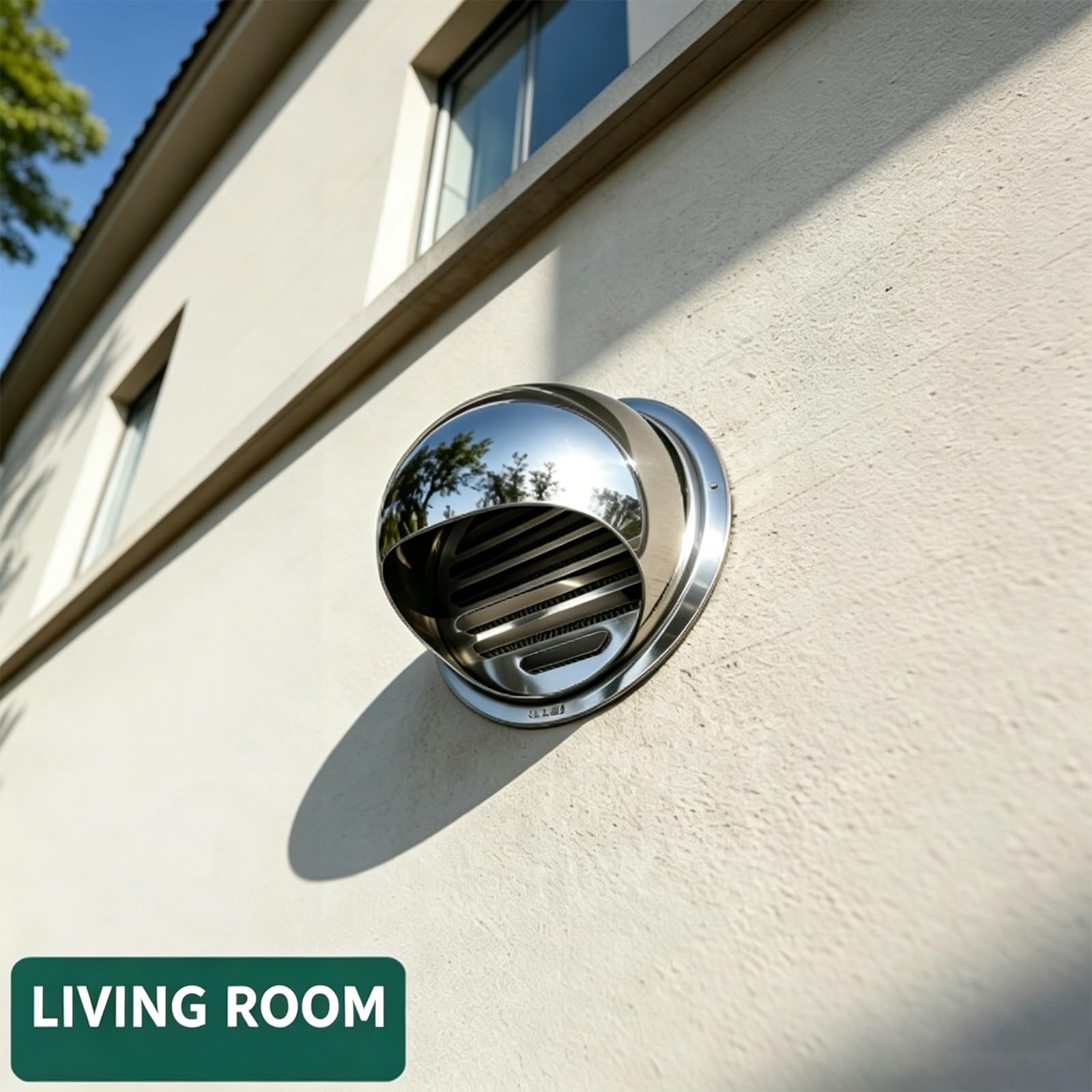 Coperchio di ventilazione contenente albero esteso per scarico 80 mm, A | Tubo esteso e rete in acciaio inox 304 resistente alle intemperie per foro da parete da 80 mm