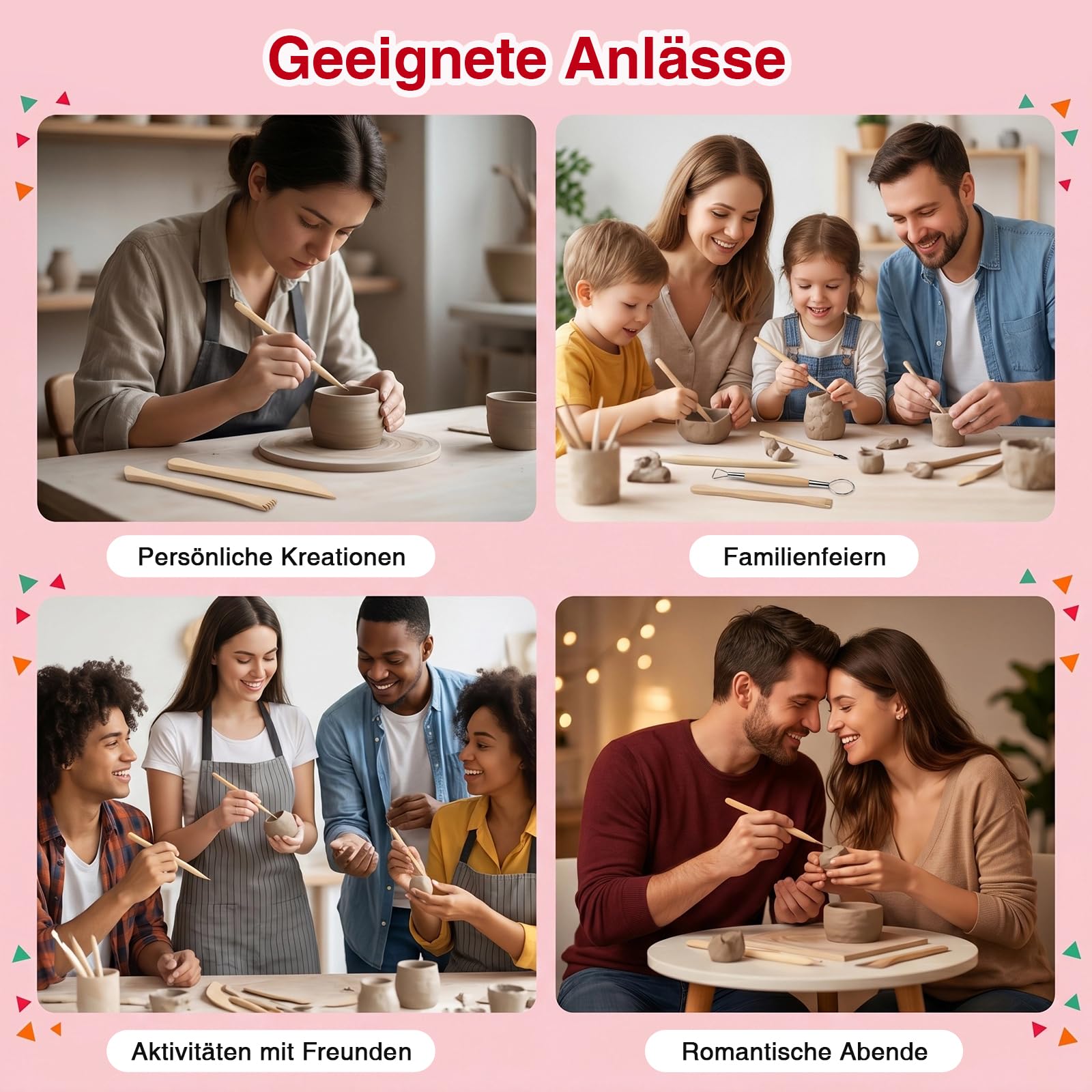 JOVVI Set di argilla essiccante all'aria, 2 kg, per principianti, set fai da te da 41 pezzi con argilla ad asciugatura all'aria, colori e altri accessori, set creativo perfetto per adulti
