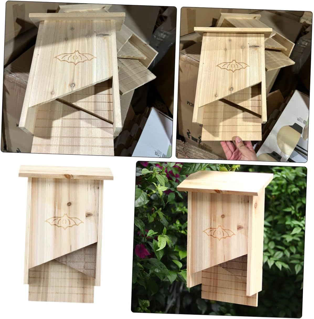 Wooden Bat House Backyard Refuge Outdoor Bat Box for Courtyard Pet House Single-Chamber for Garden Wildlife Roosting