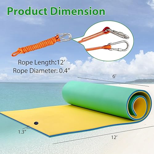 Miniatura 5 de DetalleGo Tapete flotante de agua de 12 x 6 pies, espuma flotante de agua gigante para flotadores de lago, almohadilla flotante de lirio para