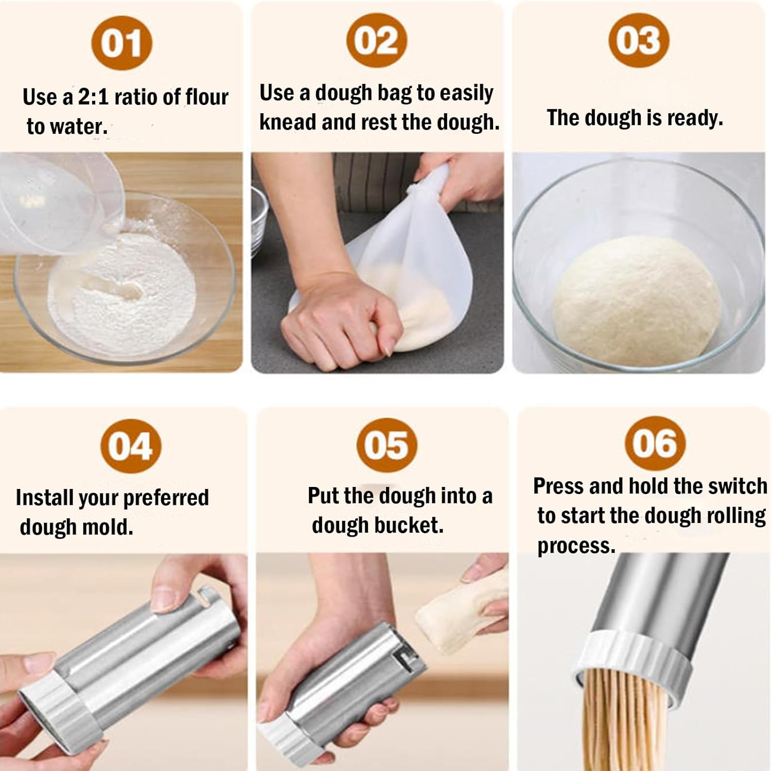 Handheld Electric Pasta Maker with 5 Pasta Discs, Portable Handheld Noodle Making Machine Homemade Spaghetti Maker for Household Kitchen(B)