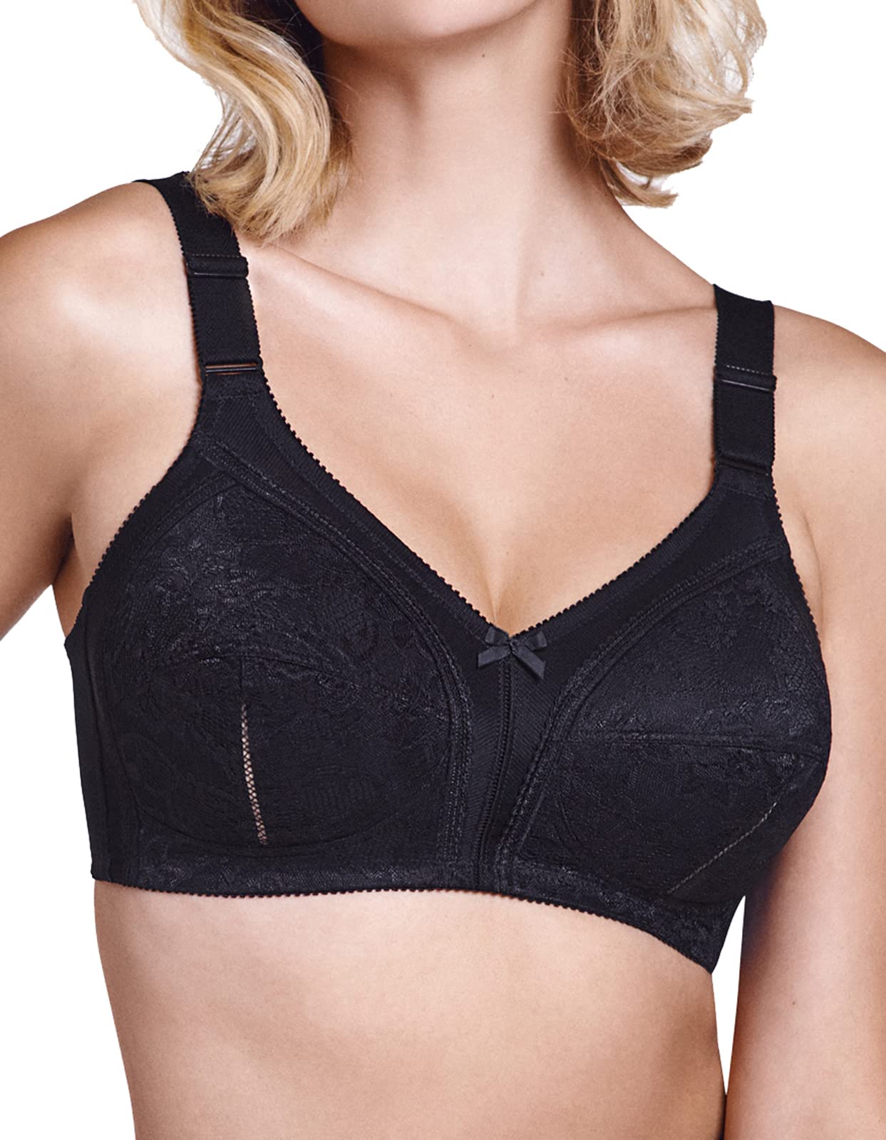 Lisca Sabina 157-02 Women's Black Embroidered Non-Padded Non-Wired Soft Bra 40E