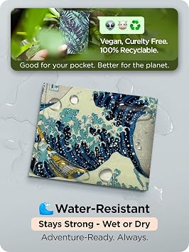SUPERVEK Paper Slim Bifold Wallet for Men Women | Vegan Minimalist Men's Mighty Credit Card Holder Wallets | EDC, The Great Wave, Regular
