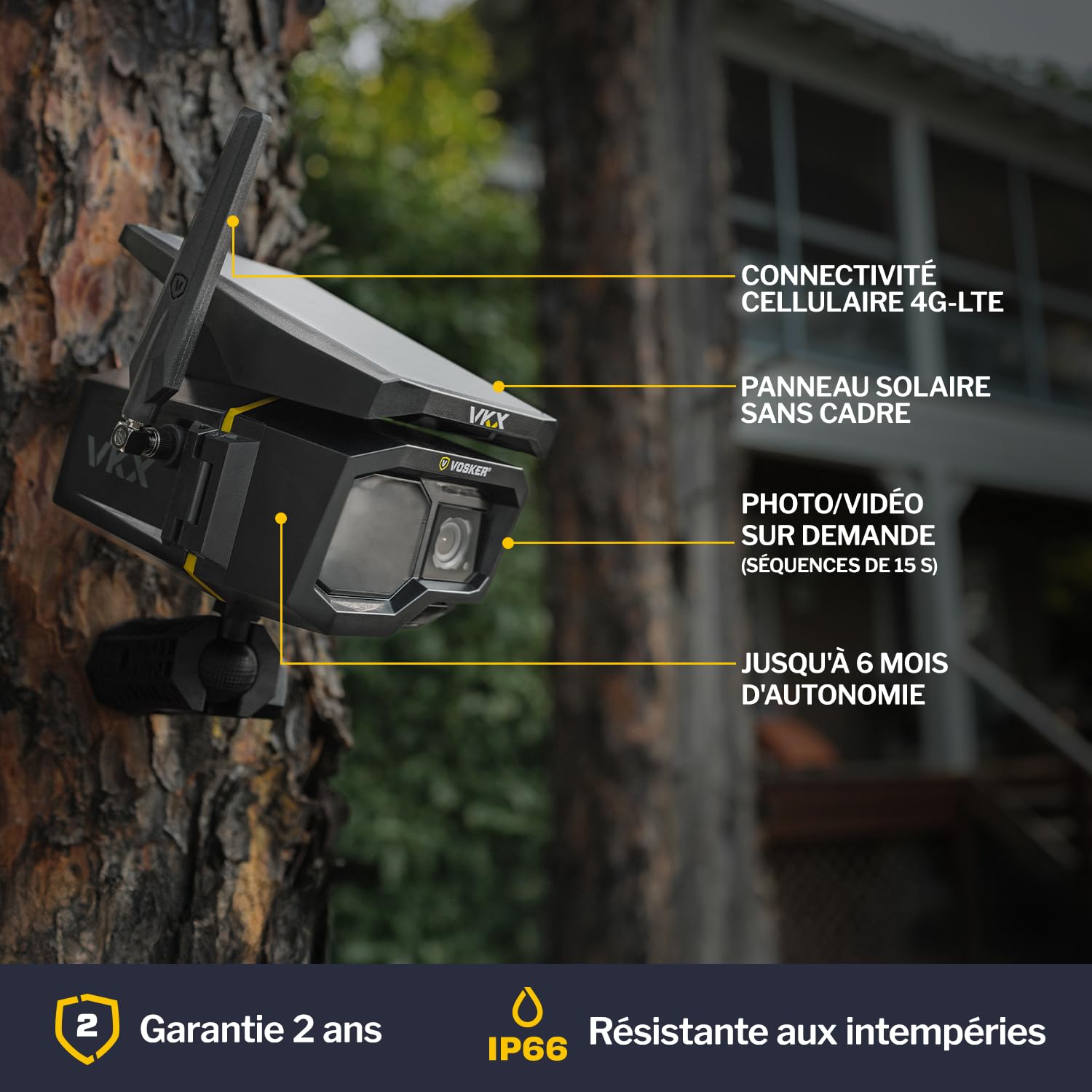 Camera Surveillance Extérieure sans Fil 4G Solaire sans WiFi - Vosker VKX