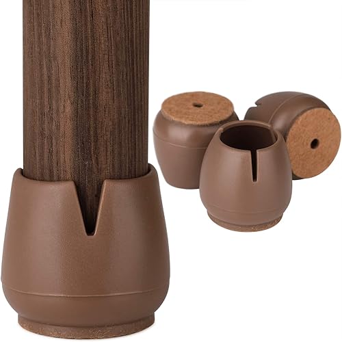 Anwenk 1” Chair Leg Floor Protectors for 1 to 1-3/16 Inch Round Chair Legs, Silicone Small Chair Leg Caps Best Chair Leg Tips, Color Brown,16 Pack