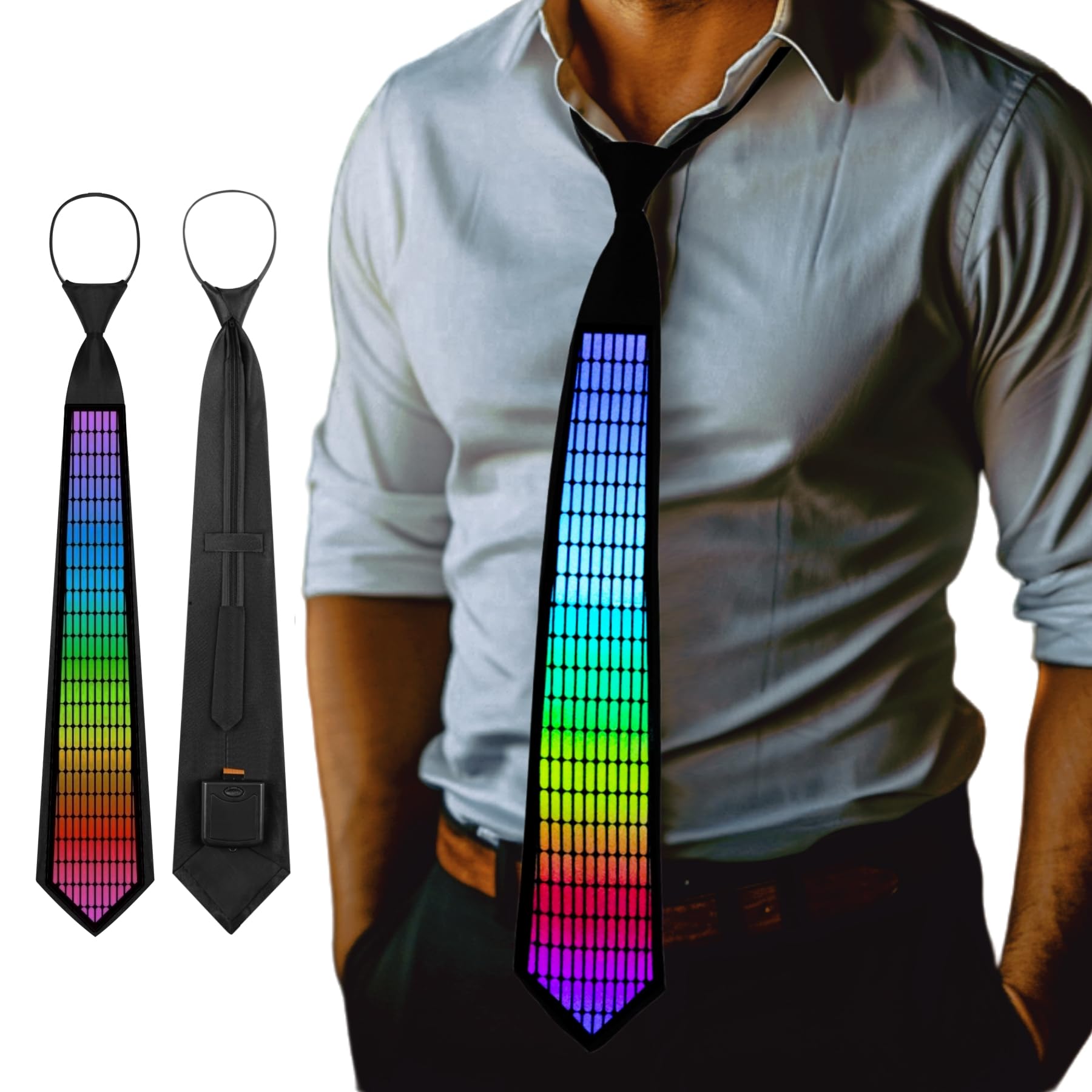 XGOOD Sound Control Light Up Tie With Follow Music Flash Novelty Shining Ties For Men,Women DJ,Parties,Bars and Mardi Gras