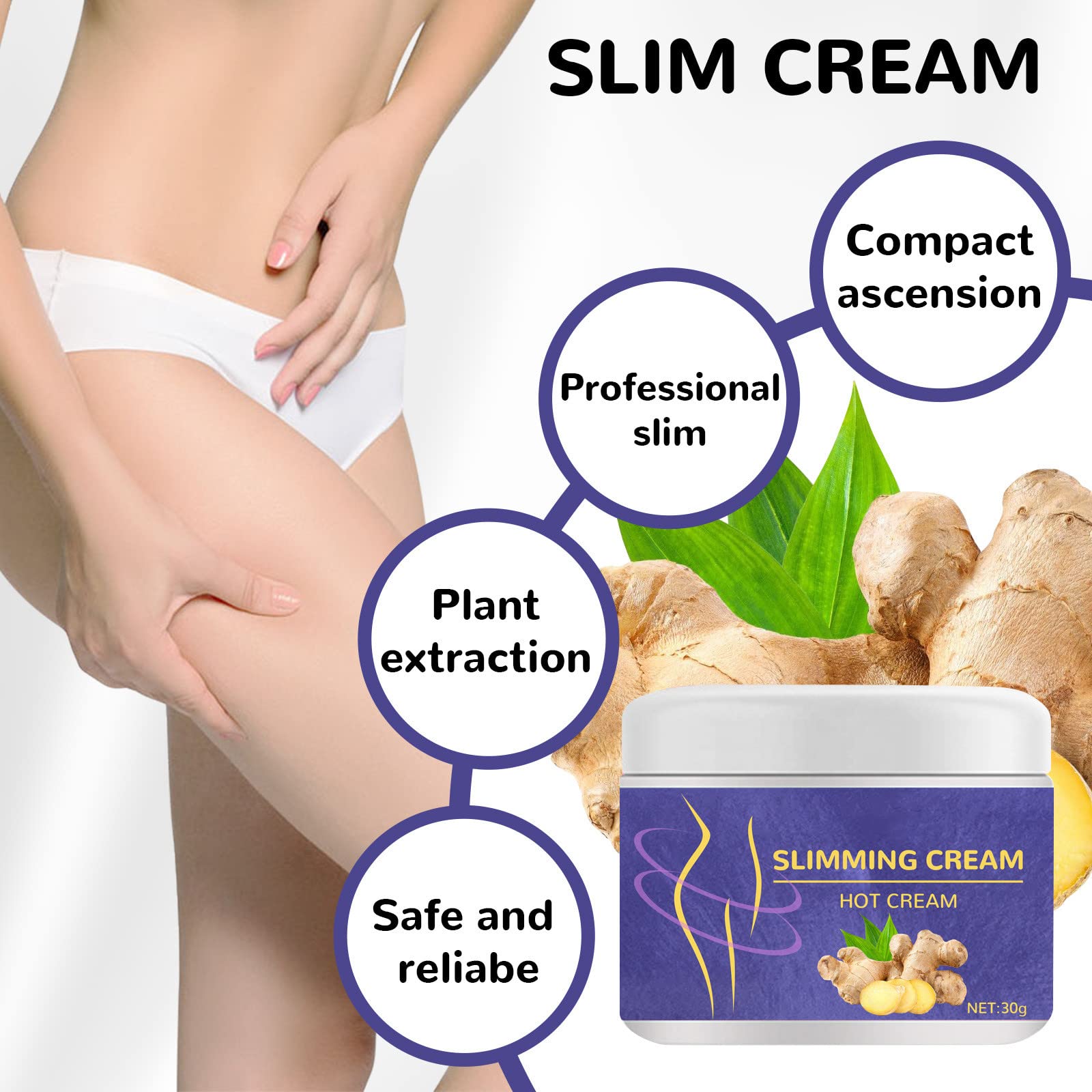 Crème Amincissante Au Gingembre - Anti-cellulite, Brûle-graisses Et Raffermissante Pour Le Corps