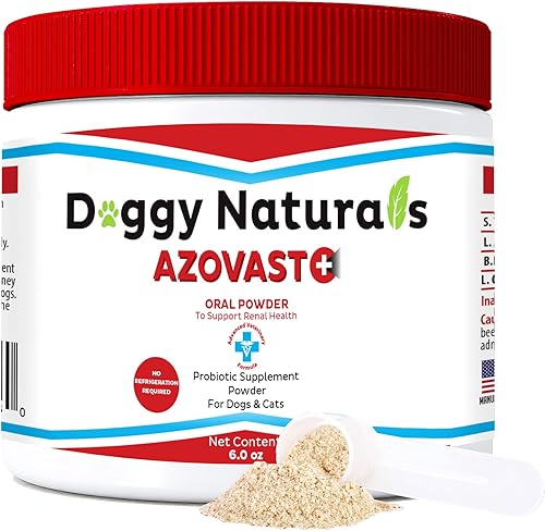 Azovast Plus Suplemento de salud renal para perros y gatos, polvo oral (6 onzas)  (120 dosisfrasco), no requiere refrigeración, ayuda a apoyar la