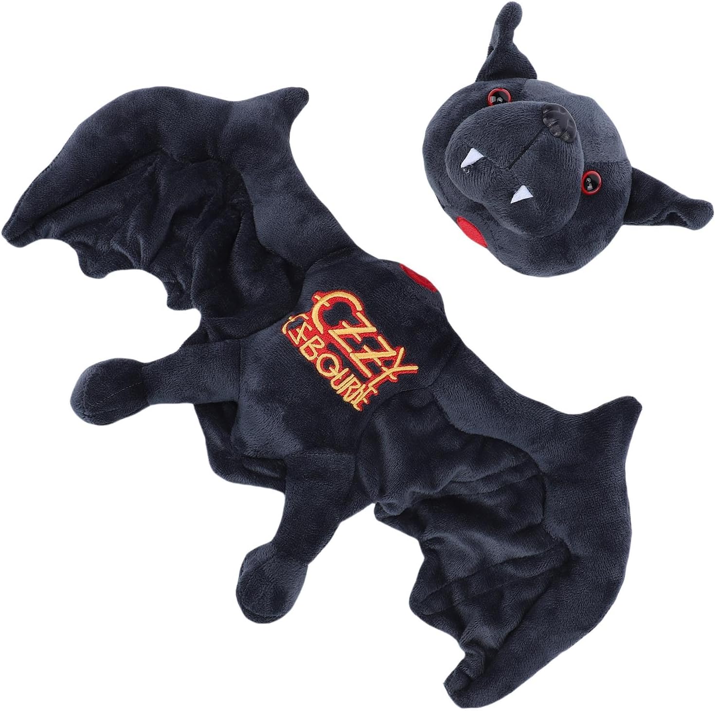 Vikye Bat Plush Toy, Rock Inspired Soft Stuffed Bat with Classic Black and Gold Design for Rock Music Fans and Collectors 15inch (Magnetic)