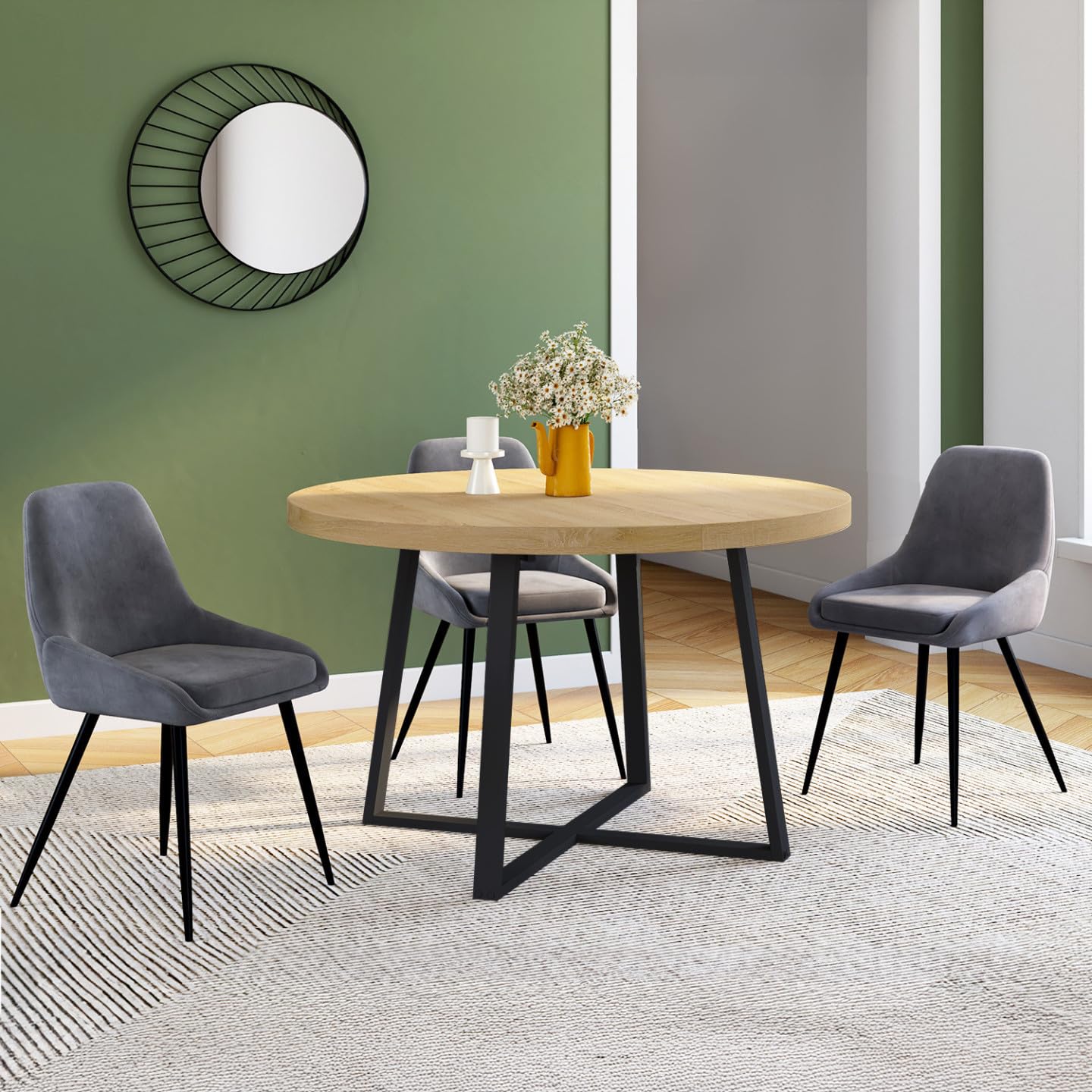 IDMarket – Mesa de comedor extensible redonda Selma 4-10 personas madera efecto haya 110-300 cm