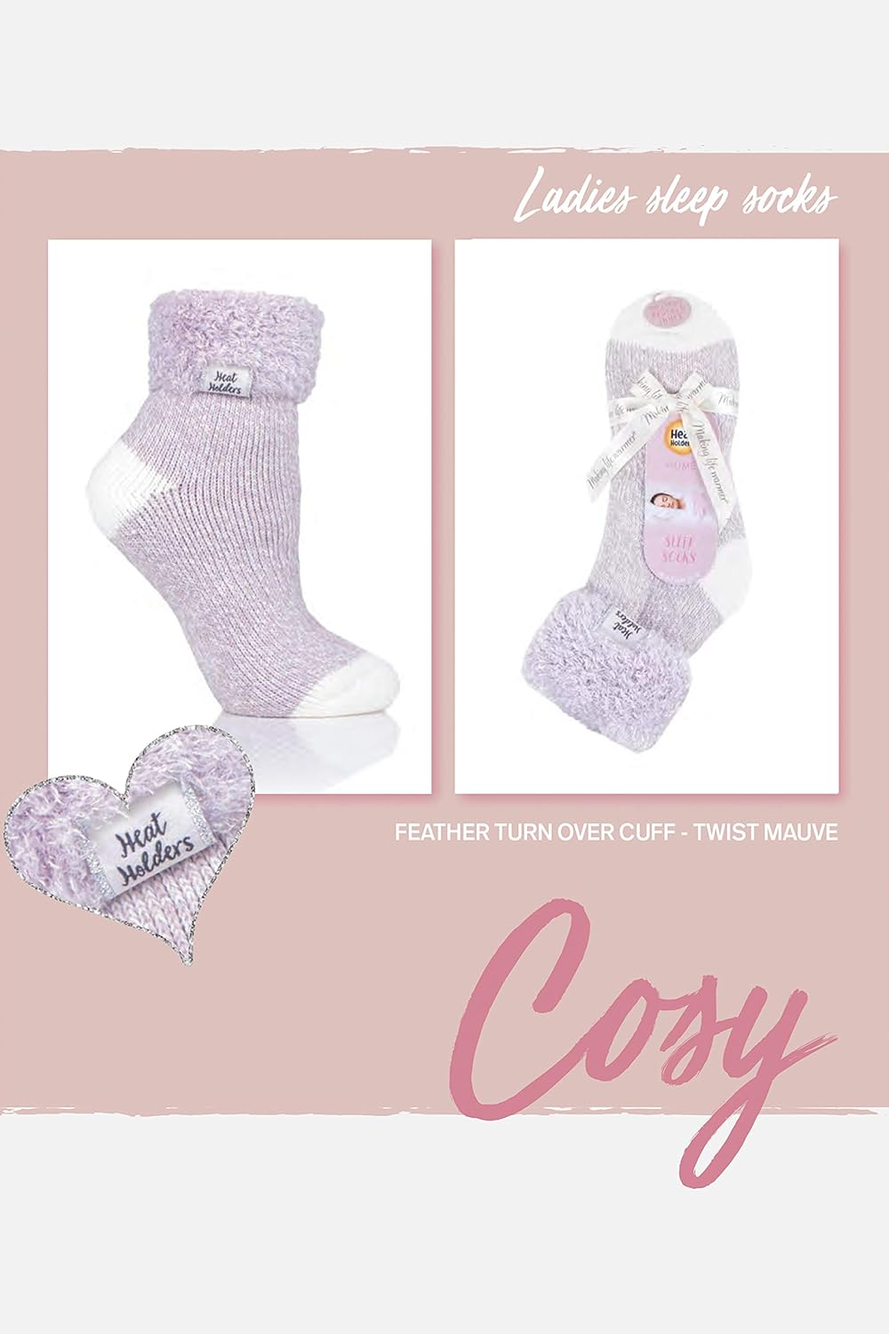 HEAT HOLDERS Ladies Thick Warm Sleep Cozy Insulated Thermal Ribbed Cuff Socks