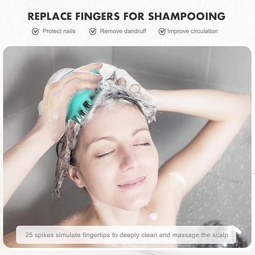 Miniatura 5 de FREATECH - Cepillo de champú para el cuero cabelludo con cerdas de silicona suaves y flexibles para el cuidado del cabello y la relajación de la
