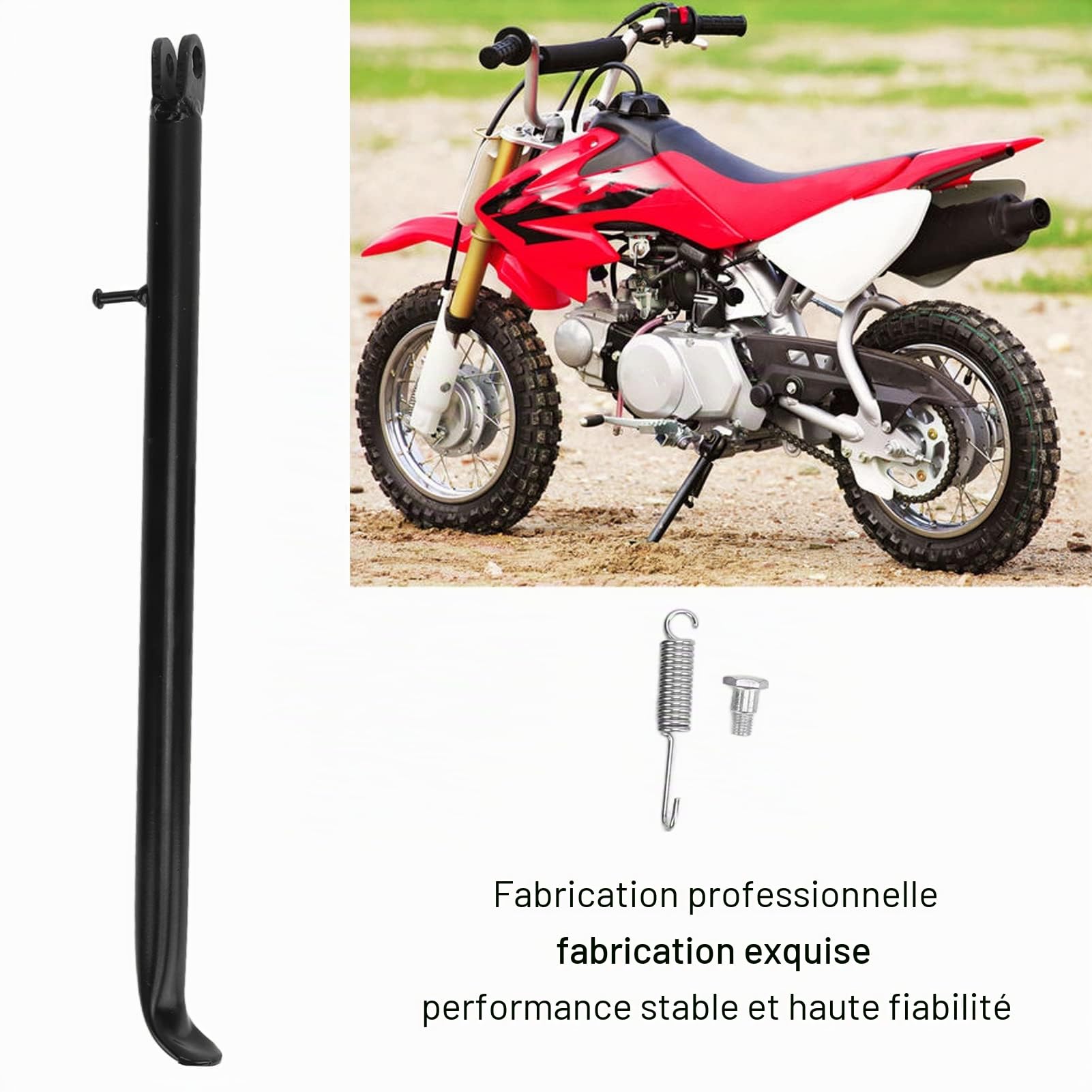 EBTOOLS Béquille Latérale en Métal 420mm/16.54in Support pour Moto Apollo 125cc 110cc 140cc Dirt Pit Bike