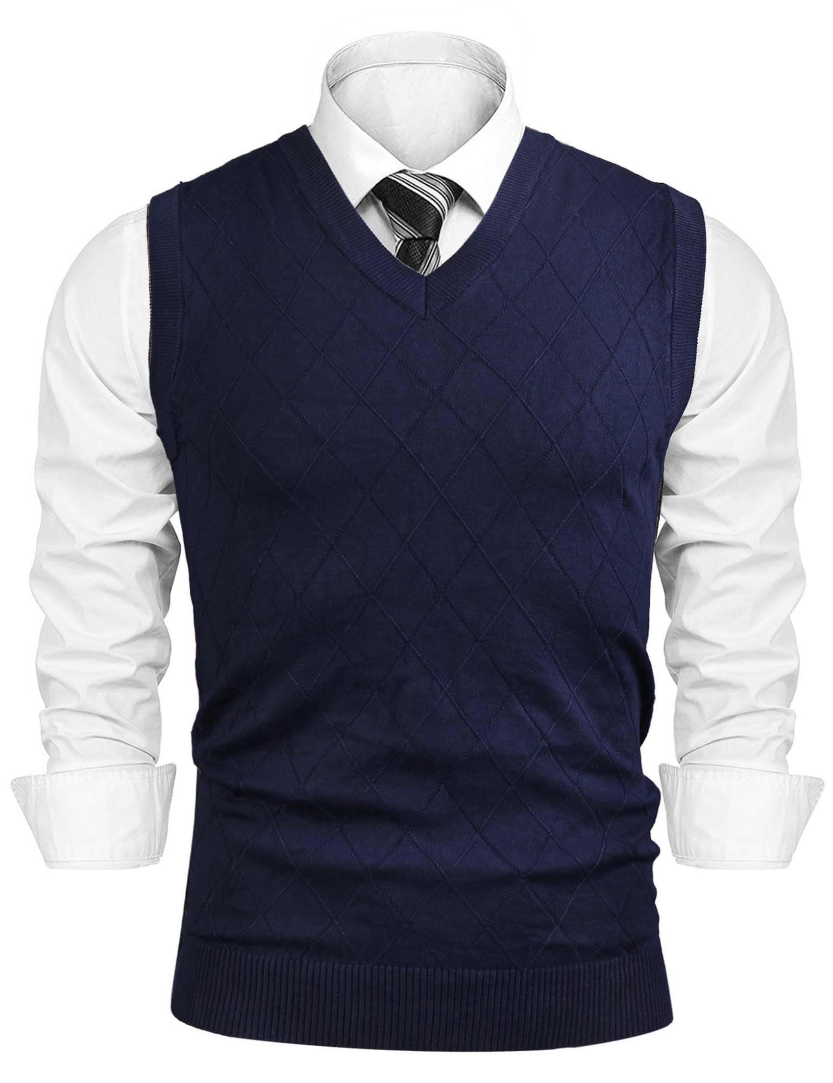Sykooria Gilet Maglione da Uomo con Scollo V Maglioncino Smanicato Senza Maniche Pullover Gilet Cotone in Maglia Invernale Maglioni e Cardigan da Uomo Casual