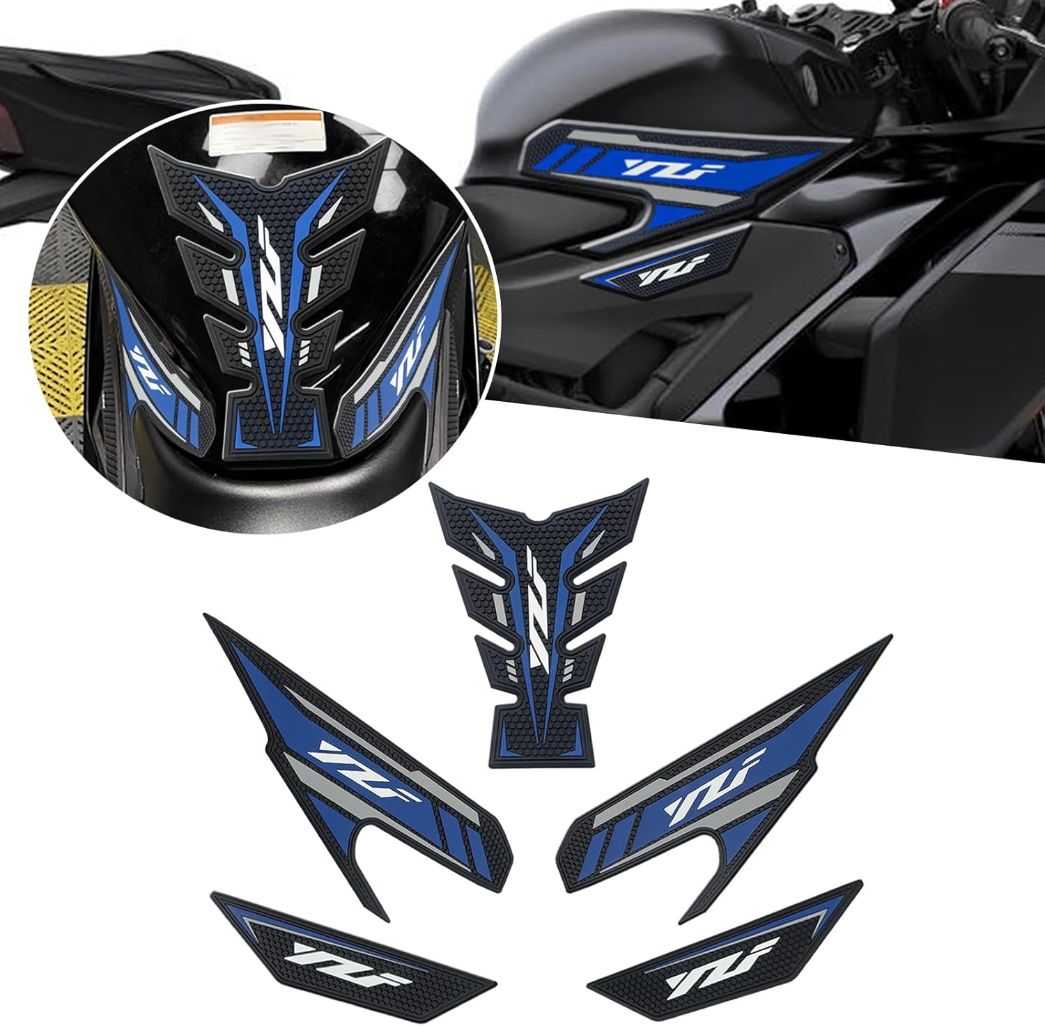 For YZF R25 R3 YZF R3 YZF R25 YZFR25 YZFR3 2025 motorcycle side tank pads tank pads knee pads protectors decals traction pads yzf r3 r25 2019-2025 motorcycle accessories (blue)