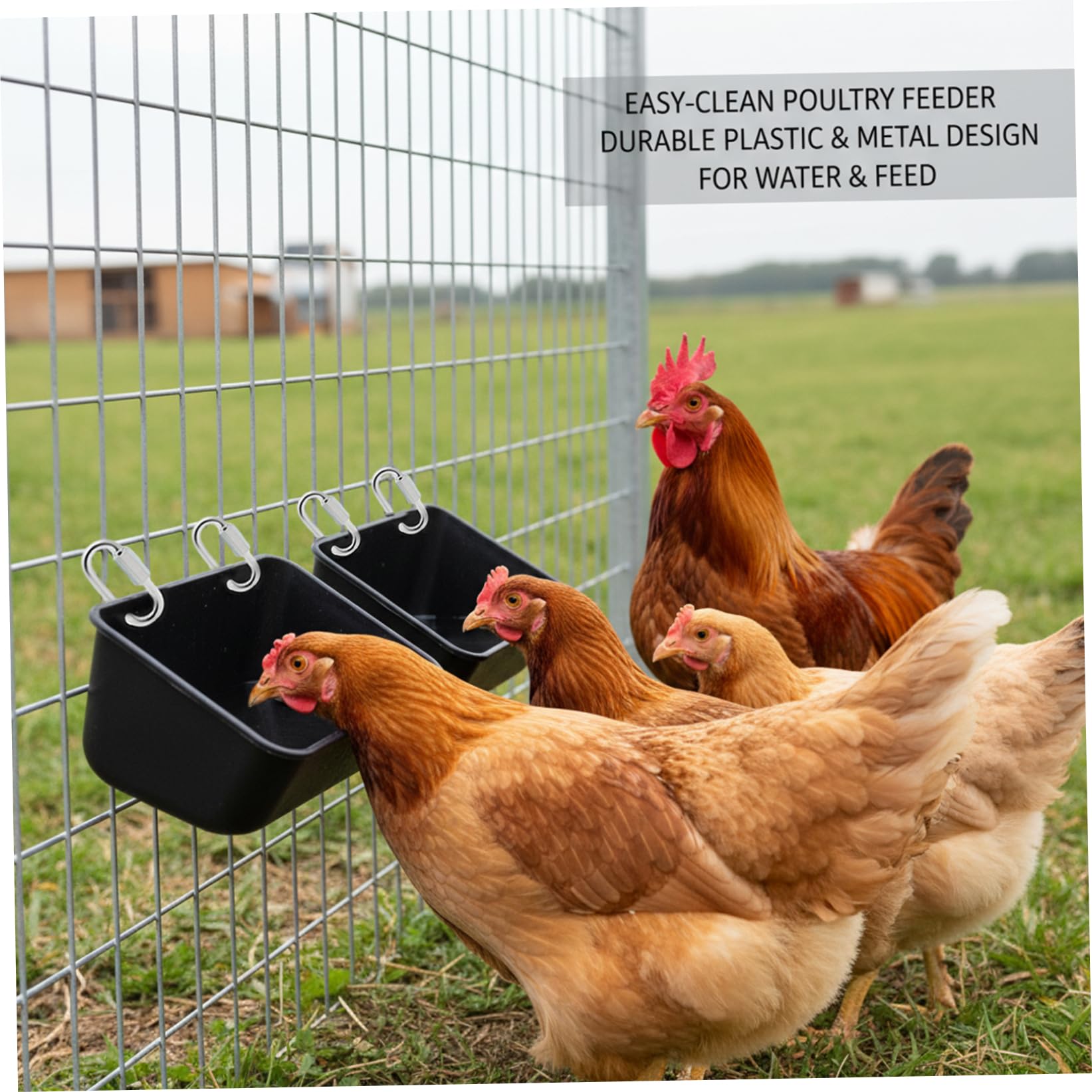 Futtertrog, 3 Stück, hängend, für Hühner, Geflügel und Nutztiere, mit Clips und Schrauben, Mehrzweck-Kunststoff, für Ziegen/Huhn/Ente und Bewässerung