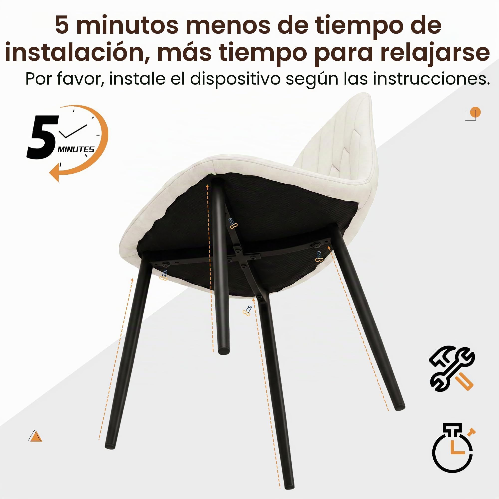 APICIZON Juego de 4 sillas de Comedor, sillas de Terciopelo, Blanco Crema | Acolchadas con respaldo ergonómico, patas de metal y diseño retro mejorado para cocina y comedor