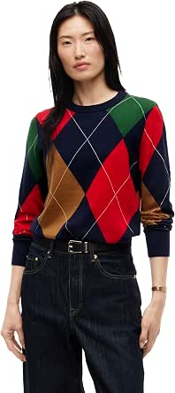 Tommy Hilfiger Women's Long Sleeve Cotton Argyle Sweater Pullover