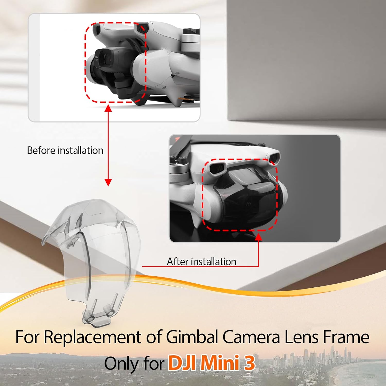 for DJI Mini 3 Gimbal Camera Protector Lens Dustproof Replacemen for Mini 3 Gimbal Camera Lens Cover Cap Drone Accessories Parts (Black Transparent)