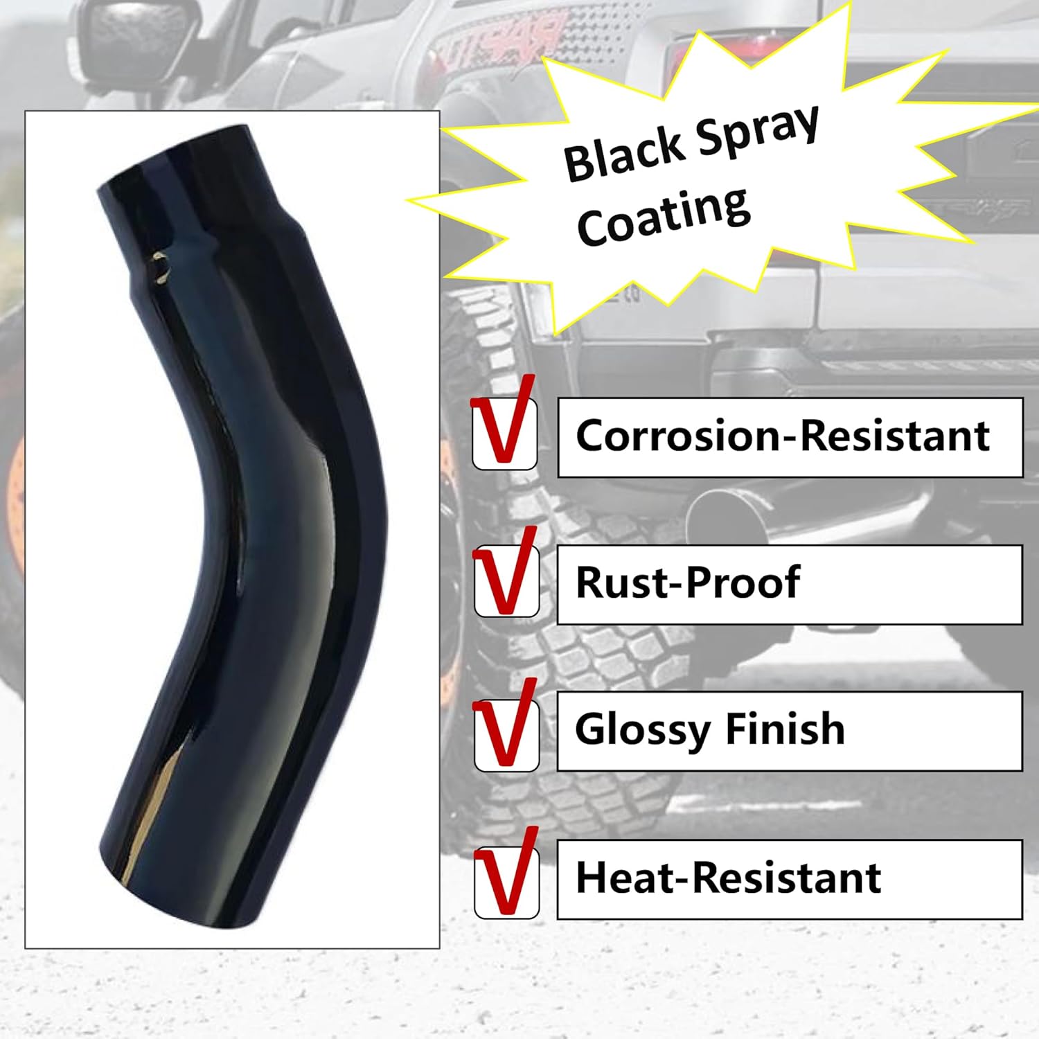 Universal 5" to 6" Exhaust Elbow Pipe with Steel Clamp - Silver Chrome or Black Painted for Car, Truck & Diesel