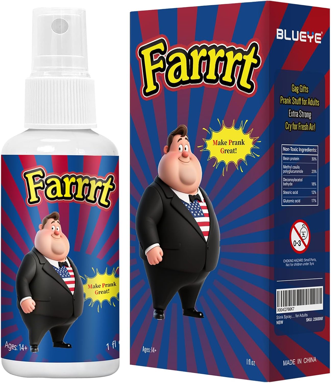 BLUEYE Stink Spray,Extra Strong,Potent Stink Smell,Hilarious Gag Gifts,Funny Pranks Stuff for Adults,Stocking Stuffers -