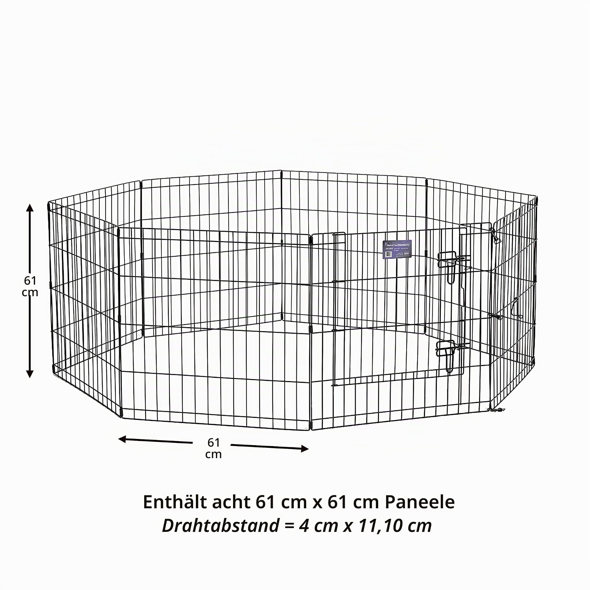 MidWest Homes for Pets Hunde-Gehege aus Metall, zusammenklappbar, mit Tür, inklusive Erdspießen, bietet 1,5 m² Spielfläche, 61 cm hoch, schwarz elektrostatisch beschichtet.