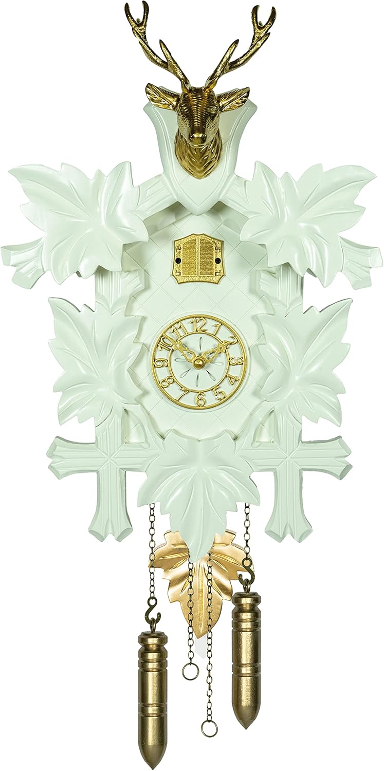 Trenkle Quartz Cuckoo Clock 5 Leaves, Head of a Deer with Music