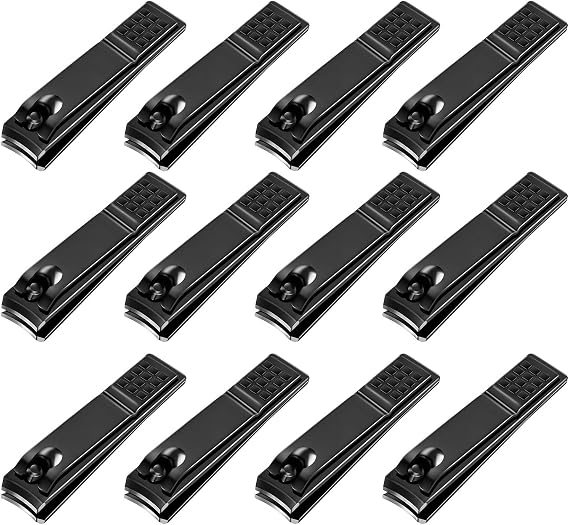 Yaomiao 12 Pieces Nail Clipper Set Stainless Steel Nail Cutter Fingernails and Toenail Clipper Cutter for Women Men (Black)