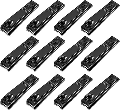 Yaomiao 12 Pieces Nail Clipper Set Stainless Steel Nail Cutter Fingernails and Toenail Clipper Cutter for Women Men Black