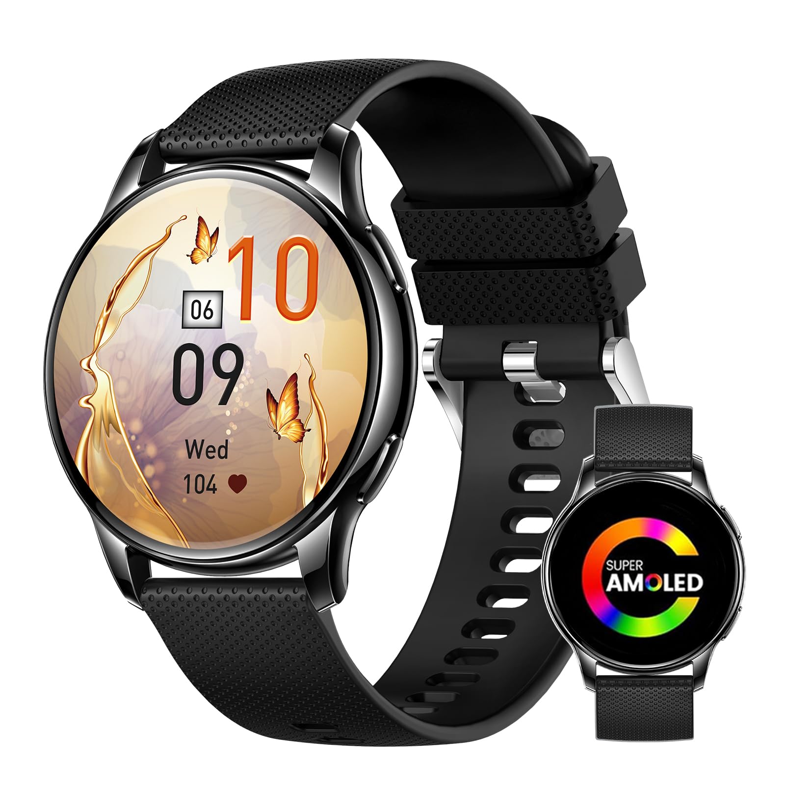 Carneedi Reloj Inteligente Mujer con Llamadas,1,32'' Smartwatch Mujer con Podómetro Pulsómetro Monitor de Sueño, 110+ Modos Deportivos Impermeable IP68 Pulsera Actividad para Android iOS (Negro)