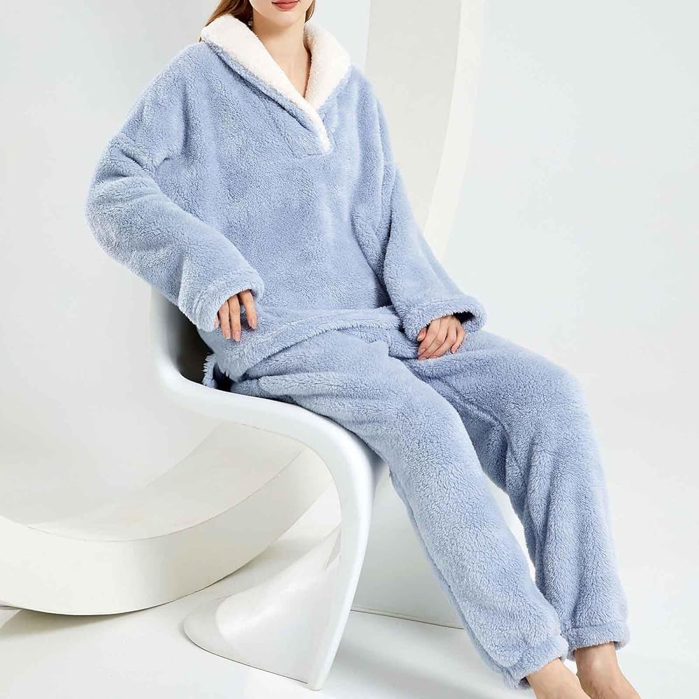 Wyongtao Pyjama Femme Hiver 2Pc Polaire Ensembles De Pyjama