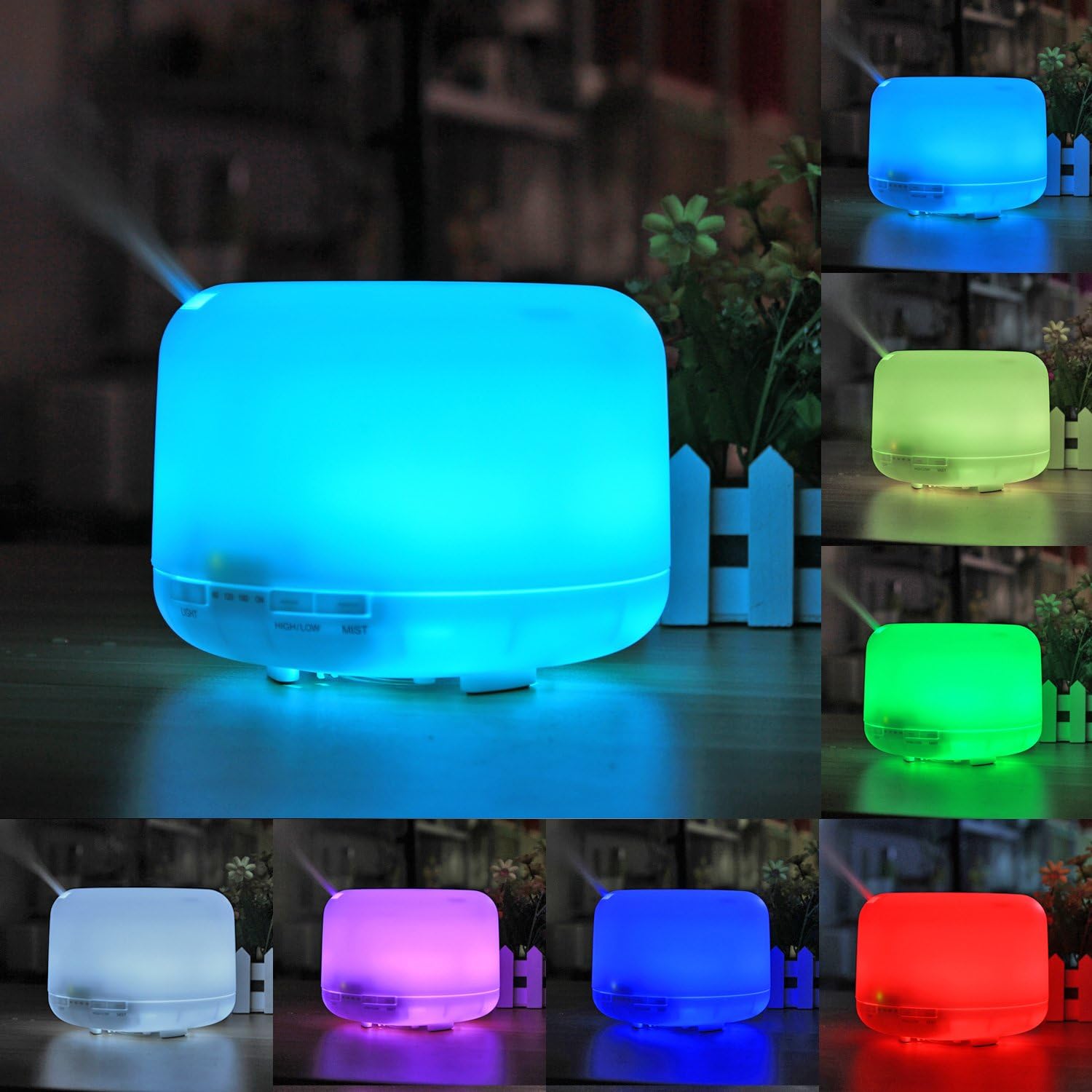 Showpin™ 500ML Aroma Diffuser Atomizer Air Humidifier LED 7 Colors Changing Automaticlly and 3 Time Setting Ultrasonic Purifier Lonizer