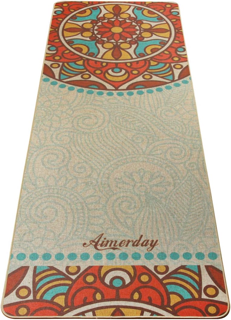 Jute Yoga Mat Thick Non Slip Eco-Friendly 72 inch Extra Long Natural Organic Rubber Exercise & Fitness Floor Mats with Free Carry Strap for Pilates, Hot Yoga, Bikram, Workout
