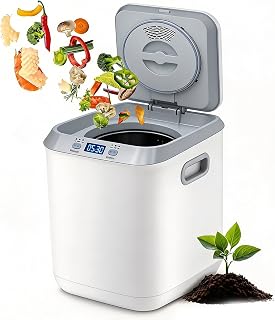 Electric Composter for Kitchen, 3.3L (111 Oz) Countertop Compost Bin with Strong Brushless Motor, Quiet & Odorless, Indoor Composter with LED Display